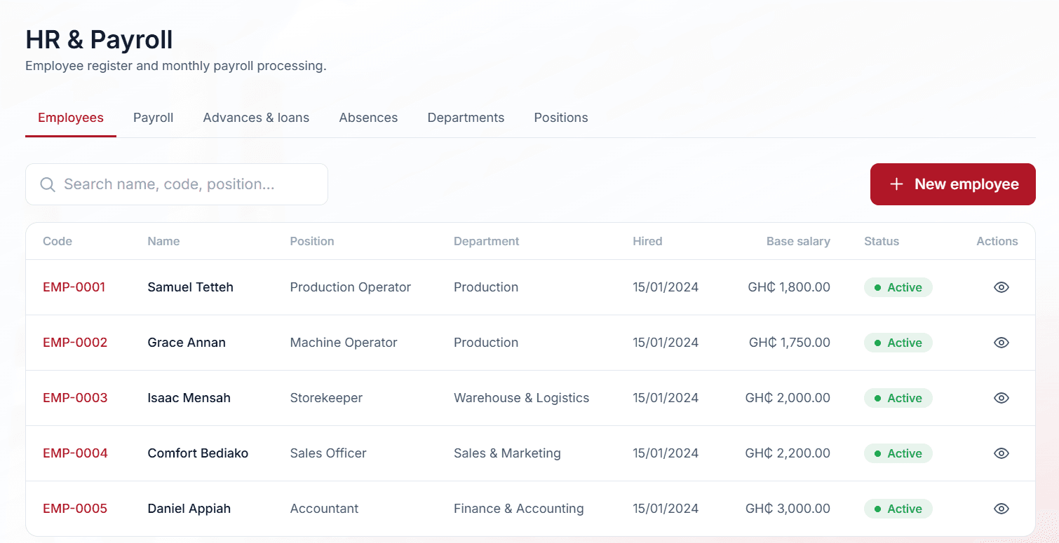 RH & Paie : employés, traitements, avances, prêts et absences